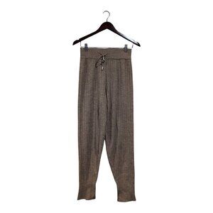 Free People Intimately Around the Clock Rib Knit Jogger Pants Tan Knit Sz Small